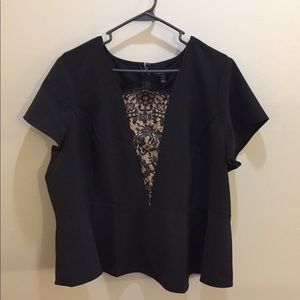 Lace V Front Blouse